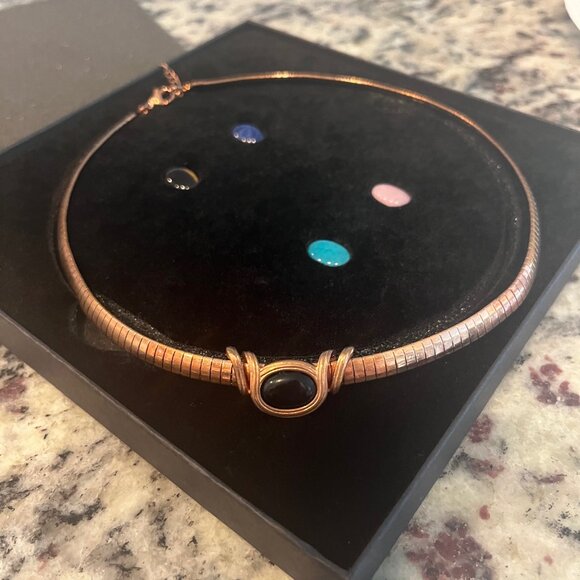 Multi Gemstone 17.50 ctw 5 Interchangeable stone with Choker Necklace - Picture 1 of 6